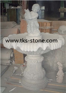 Statue Fountains,White Granite Fountains, Sculptured Fountains, Garden Fountains