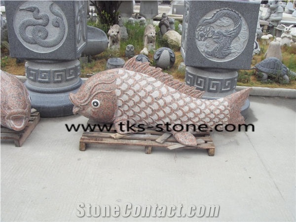 Stone Fish Caving,Fish Sculpture & Statue,Granite Animal Sculptures,Garden Statues