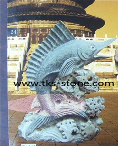 Stone Fish Caving,Fish Sculpture & Statue,Granite Animal Sculptures,Garden Statues