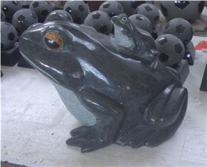 Stone Frog Sculpture & Statue,Caving Frog,Grey Granite Animal Sculptures, Garden Sculptures,Western Statues