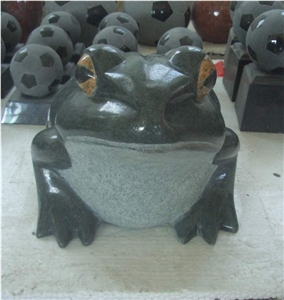 Stone Frog Sculpture & Statue,Caving Frog,Grey Granite Animal Sculptures, Garden Sculptures,Western Statues