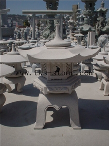 Stone Lanterns Caving,Beige Granite Japanese Lanterns,Lanterns Sculptures,Garden Lanterns&Lamps,Lamps,Lanterns
