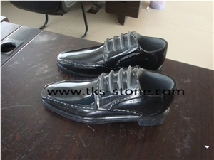 Stone Leather Shoes Caving,Black Granite Leather Shoes Art Design,Art Works,Carving Art Works,Stone Art,Creative Works, Sculpture Black Granite Carving Art Works