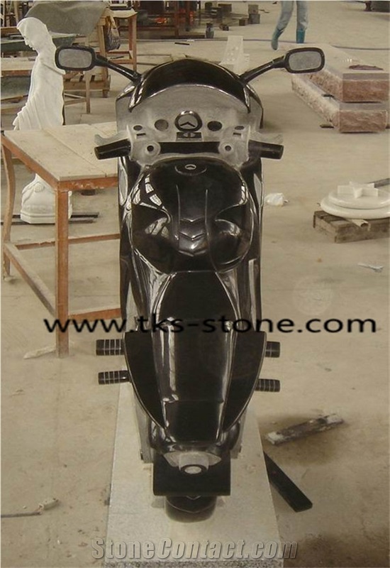 Stone Motorcycle Sculptures,Motorcycle Art Works,Black Granite Creative Works,Motorcycle Caving,Stone Art
