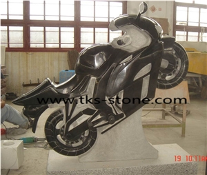 Stone Motorcycle Sculptures,Motorcycle Art Works,Black Granite Creative Works,Motorcycle Caving,Stone Art