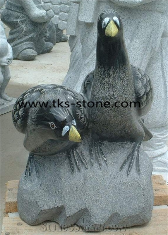 Stone Pigeon Caving,Pigeon Sculpture & Statue,Black Granite Animal Sculptures,Garden Sculptures