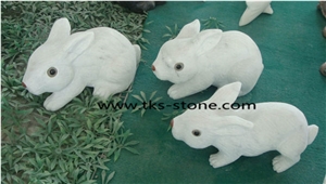 Stone Rabbit Caving,Rabbit Sculpture & Statue,White Granite Animal Sculptures