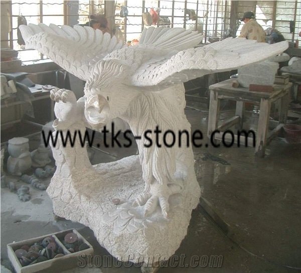 The Eagle Stretched Its Wings,Eagle Sculpture & Statue,Caving Eagle,White Granite Animal Sculptures,Statue,Landscape Sculptures