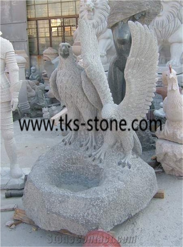 The Eagle Stretched Its Wings,Eagle Sculpture & Statue,Caving Eagle,White Granite Animal Sculptures,Statue,Landscape Sculptures