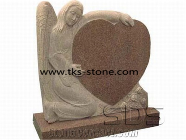 Tombstone & Monument,Angel Monuments,Heart Tombstones,Black Granite Tombstone Monument, Sculpture Beige Granite Heart Tombstones