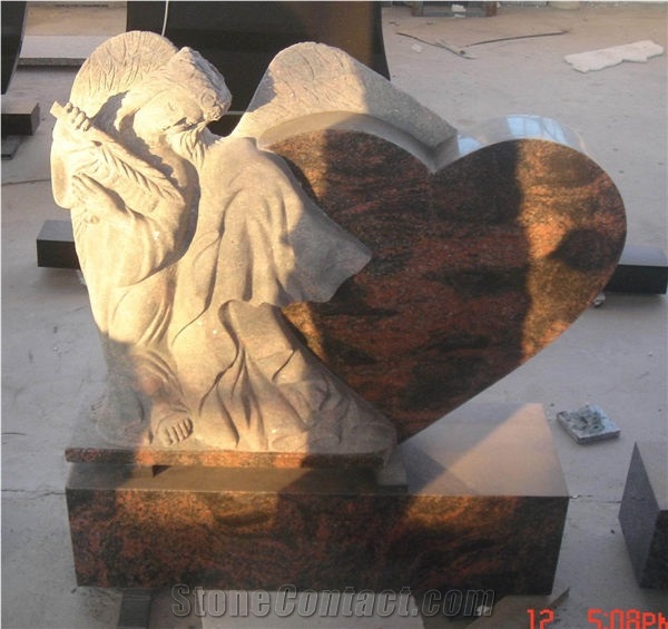Tombstone & Monument,Angel Monuments,Heart Tombstones,Pink Granite Western Style Monument & Tombstone, Headstones, Sculpture Pink Granite Heart Tombstones