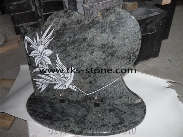 Tombstone & Monument, Black Granite Tombstone Monument,Custom Monuments,Dolphin/Peace Dove/Flower Carving Tombstone & Monument, Sculpture Black Granite Custom Monuments