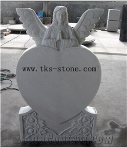 White Granite Angel Carving Monument & Tombstone,