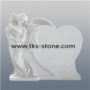 White Marble Tombstone & Monument,Heart Tombstones,Angel Monuments,Western Style Tombstone & Monument, Sculpture White Marble Heart Tombstones