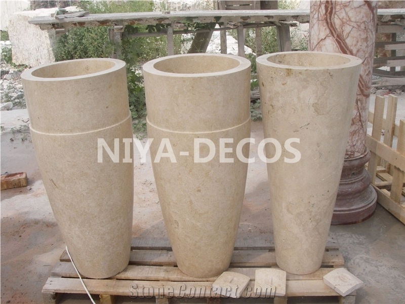 All Shaped-China Beige Limestone Sinks /Botticino Coral Stone Pedestal Basins/Bathroom Sinks/Wash Bowls