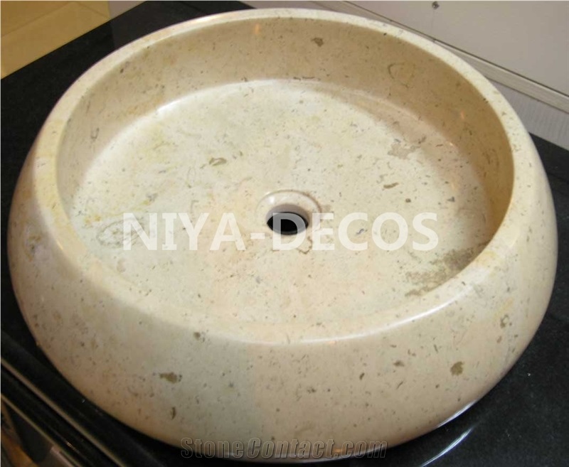 All Shaped-China Beige Limestone Sinks /Botticino Coral Stone Pedestal Basins/Bathroom Sinks/Wash Bowls