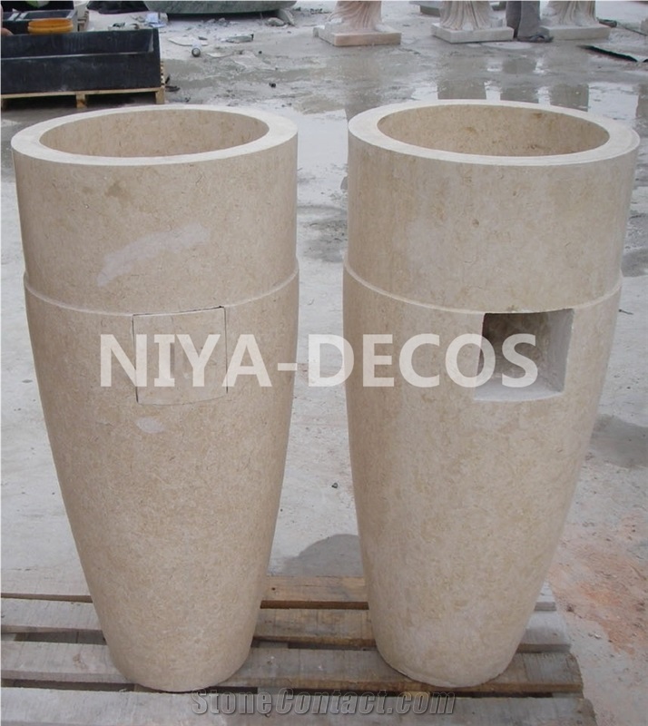 China Beige Limestone,Botticino Limestone/Coral Stone Round Shaped Basins,Bathroom Sinks