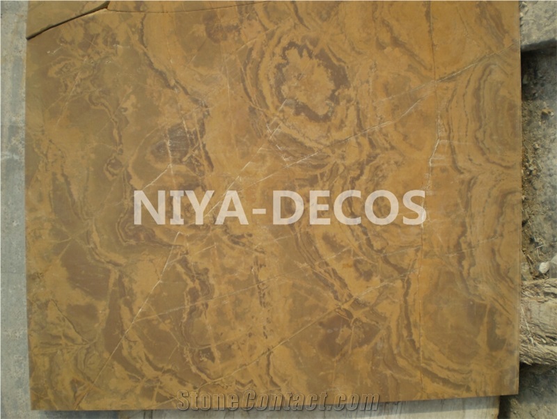 China Dark Yellow Limestone Slabs -Tiger Skin Coral Stone/Shell Stone Tiles