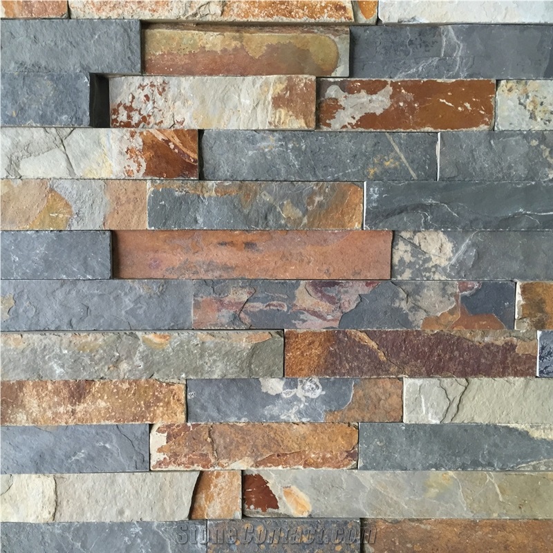 China Multicolor Rustic Slate Stacked Stone/Ledge Stone/Cultured Stone Wall Cladding Panel