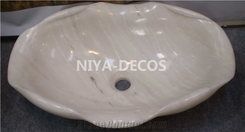 China Pink Jade Onyx Flouncing Shaped Vessel Basins/Sinks Used to Kitchen & Bathroom
