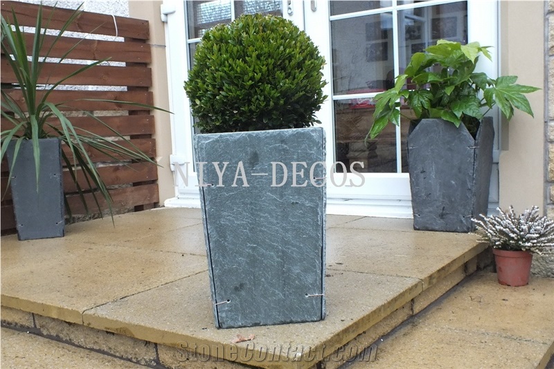 Niya-China Black Slate Flower Planters Boxes,Flowers Stands for Garden Landscaping Stone