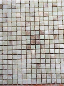 White/Light Green Afghan Mono Onyx Mosaic Tile