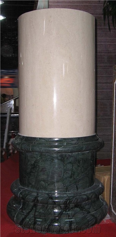 Fargo Crema Marfil Marble + Indian Green Marble Hollow Polished Column