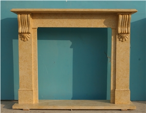 Fargo Egypt Yellow Marble Polished Fireplace, Simple Style Yellow Fireplace