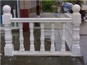 Fargo White Marble Staircase Rails, Polished White Handrail and Balustrade