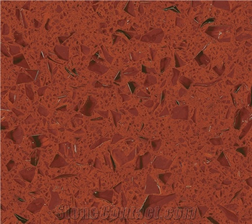 Cyrstal Red Zsq1003 Quartz Stone Tiles & Slabs, Red Engineered Stone
