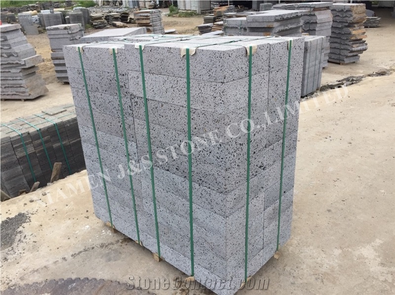 Premium Quality Moon Surface Basalt Kerbstone, Hainan Lava Stone