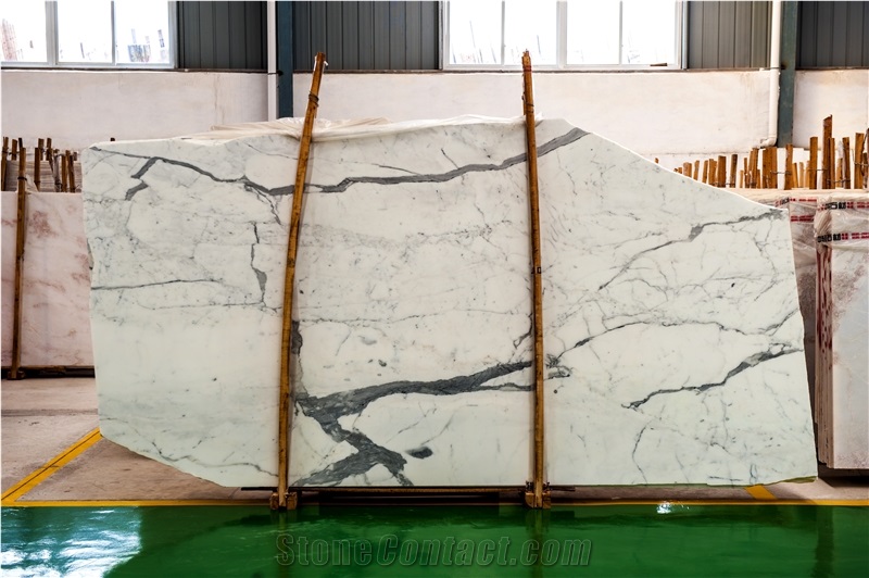 Snow White Marble Tiles & Slabs,Italy White Marble/ Staturio Marble Tiles & Slabs for Walling and Flooring