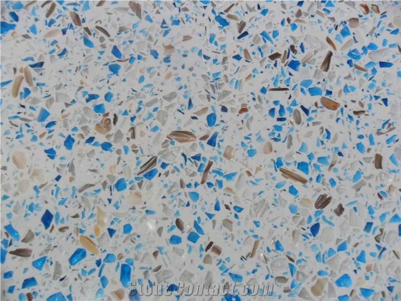 Recycled Glass Quartz Stone Slabs & Tiles