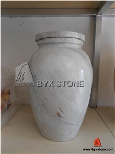 Carrara White Marble Monument Urn / Cemetery Funeral Urns