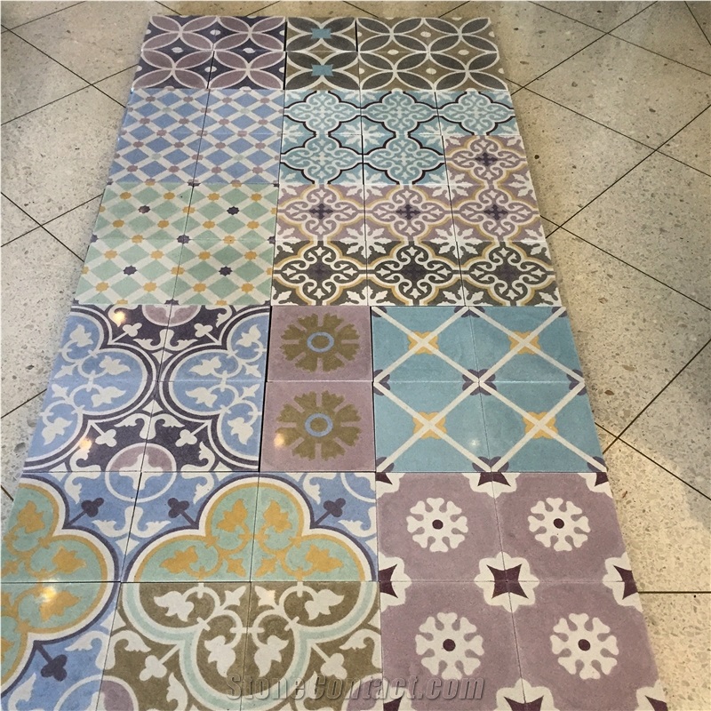 Karoistanbul Handmade Cement Tiles, Multicolor Terrazzo and Quartz Stone Tiles