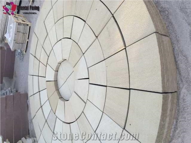 Beige Sandstone Landscaping Circles, Sandstone Circles, Garden Design Circles, Paving Circles