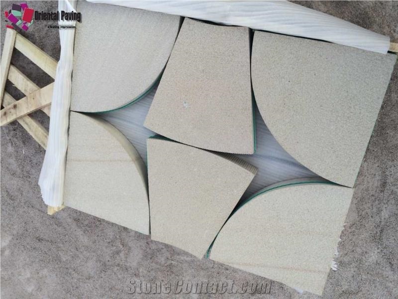 China Beige Sandstone Paving Circle, Beige Sandstone Cube Stone & Pavers
