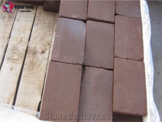 China Red Sandstone Paving Stone, Landscaping Stone, Flamed Top Sandstone, Cube Stone, Paving Sets
