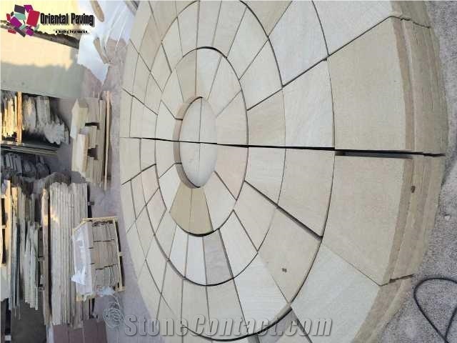 Sandstone Circles, Paving Sandstone Circles, Yellow Sandstone Circle, Landscaping Circles, Garden Design Circle, Natural Sandstone Circle