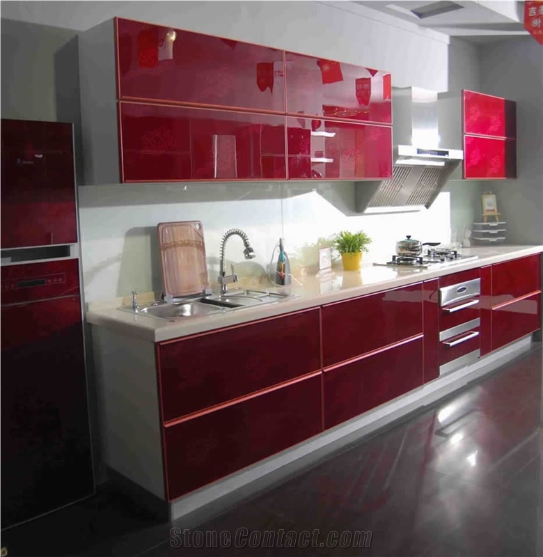 Red Quartz Kitchen Cabinet