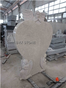 China Beige Granite Adorable European Monument with Carved Angel, Beige Granite Monument & Tombstone