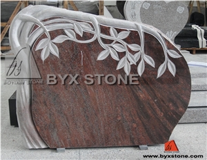 China Red Granite European Style Cemetery Tree Carving Monument / Tombstone, Red Granite Monument & Tombstone