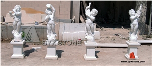 China White Marble Sculpture with Playing Musical Instruments