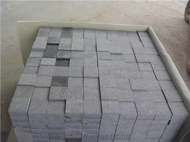 China Dark Grey G654 Cubic Stone, Grey Granite Cube Stone & Pavers