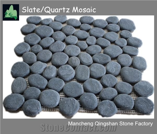 Big Sesame Black Granite Mosaic, Natural Stone Mosaic, Pebble Mosaic