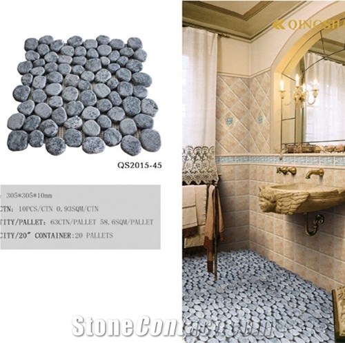Big Sesame Black Granite Mosaic, Natural Stone Mosaic, Pebble Mosaic