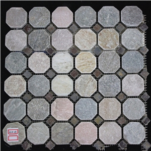 Hexagon Stone Mosaic, Oyster Beige Slate Mosaic
