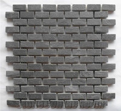 Oyster Slate Brick Mosaic, Beige Slate Wall/Floor Mosaic