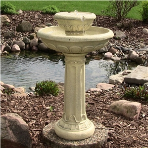 Beige Marble Outdoor Garden Birdbath Water Fountains