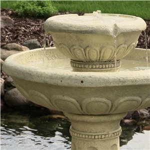 Beige Marble Outdoor Garden Birdbath Water Fountains